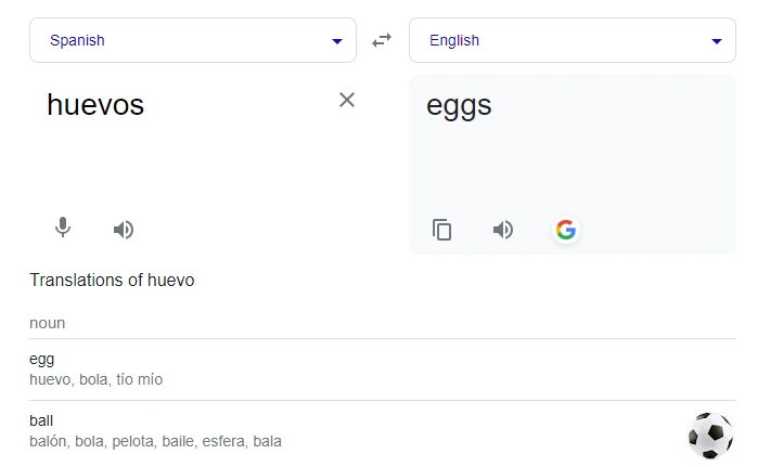 Huevos meaning mentioned in a picture