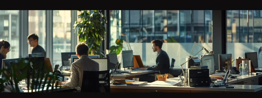 Businessman at their desk using cloud fax services