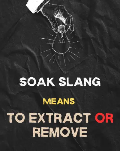SOAK slang meaning"To extract or Remove"