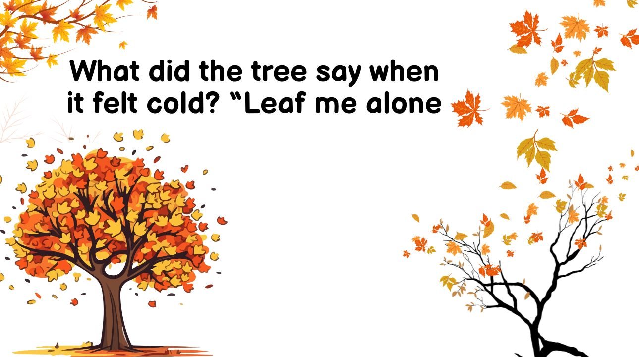 What did the tree say when it felt cold? “Leaf me alone